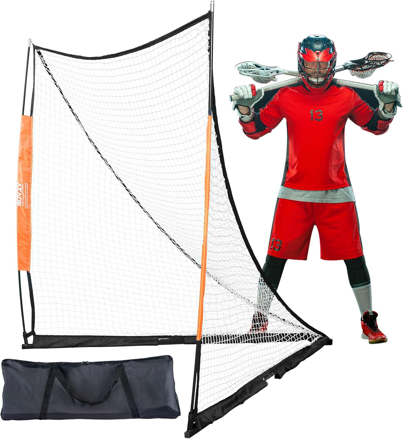 VEVOR Lacrosse Goal, 6' x 6' Lacrosse Net, Portable Lacrosse Goal with
