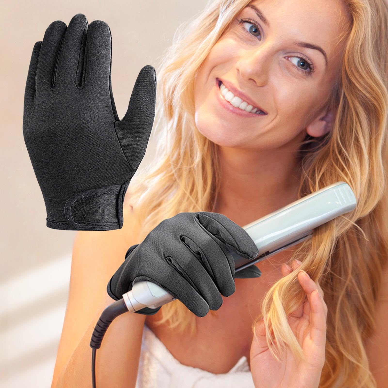 Hair Styling Gloves - Heat Resistant Hand Gloves, Professional 5 Fingers Protection | Reusable Non Slip Mitts, Essentiall Household Supplies For Safe And Comfortable Styling, Hot Hair Tool,