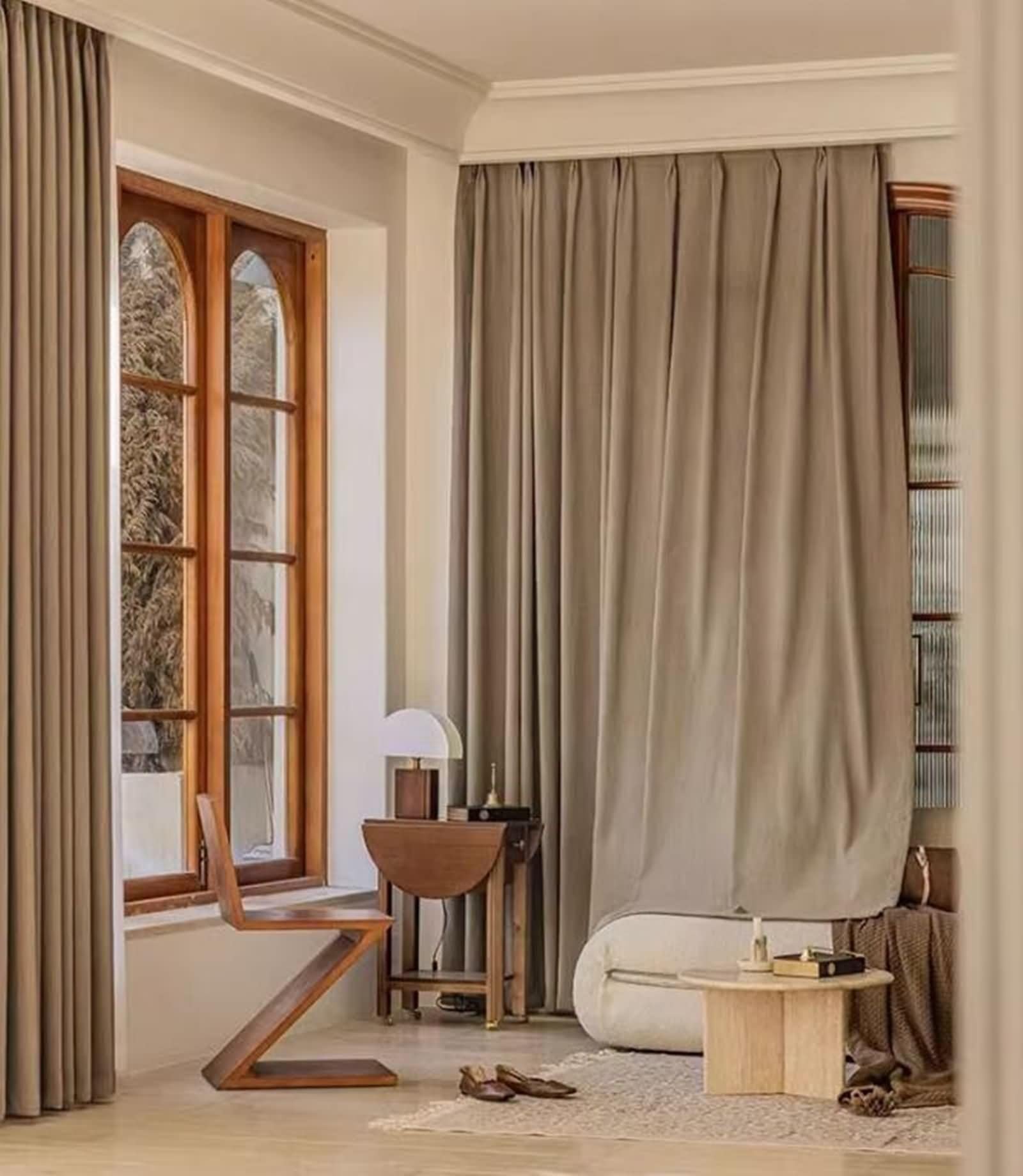 Rideaux chambre occultant 250x250cm marron uni texturé lot de 2 tab top pour salon