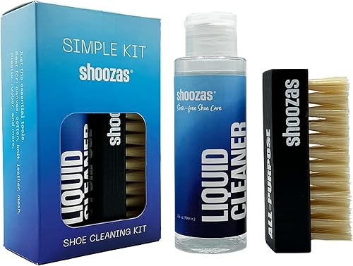 Shoozas Kit de limpieza de zapatos sin desorden, potentes y delicados, secado rápido, no tóxico, seguro en todos los materiales.