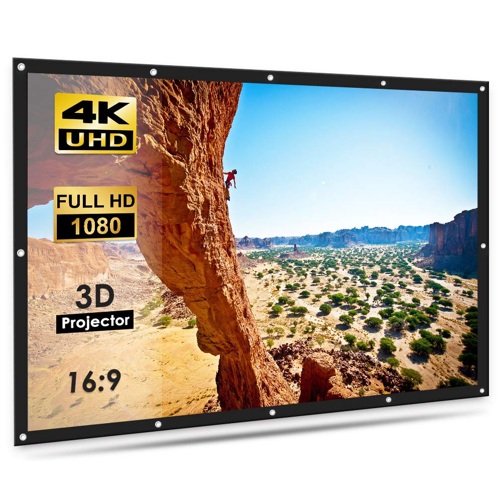 ELE PHAS Projector Screen Portable Indoor Outdoor 100 inche, 16:9 Aspect Ratio School Home Cinema 4K Foldable for Screen