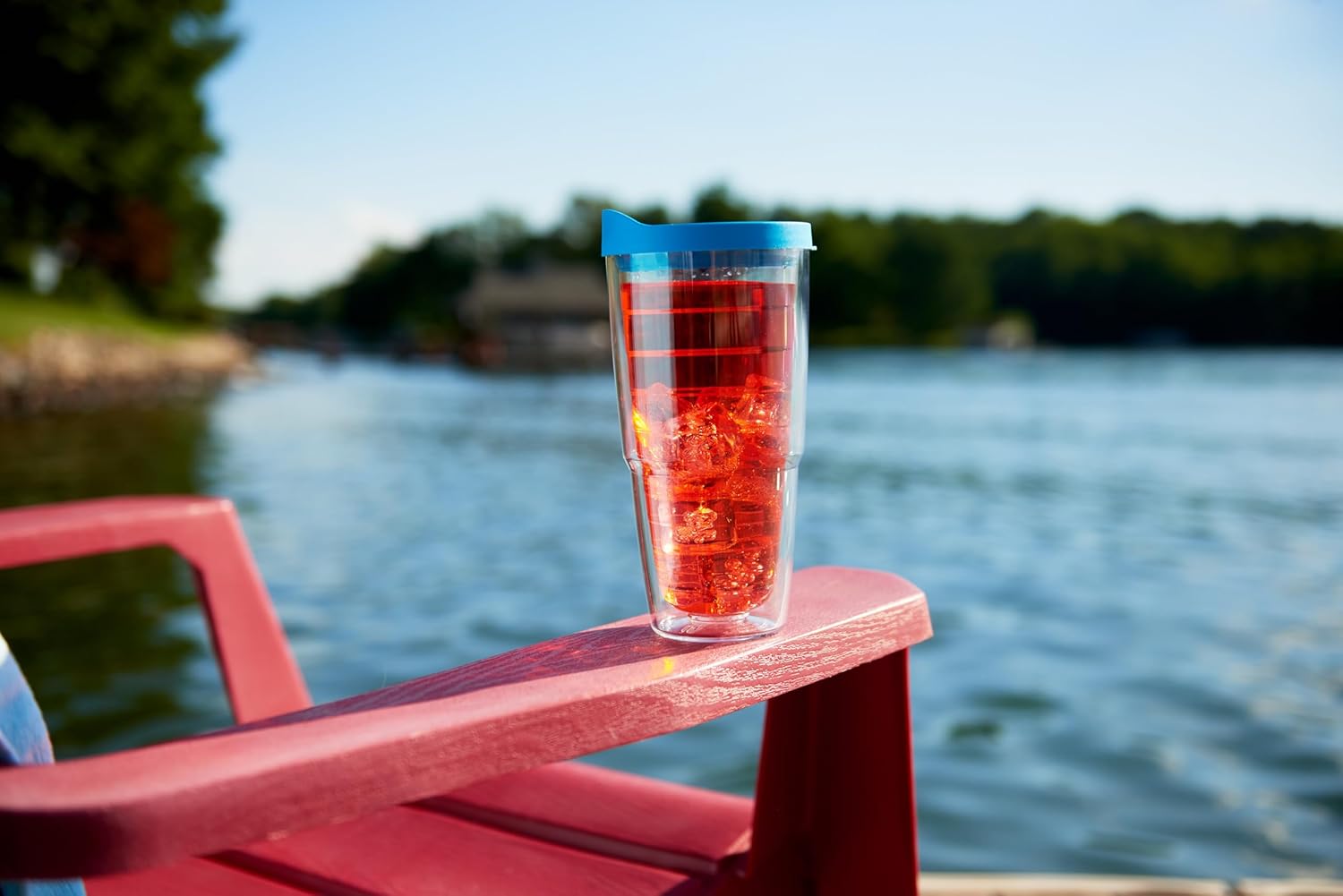 Tervis Clear & Colorful Tabletop Made in USA Double Walled Insulated Tumbler Travel Cup Keeps Drinks Cold & Hot, 24oz, Red - Image 2