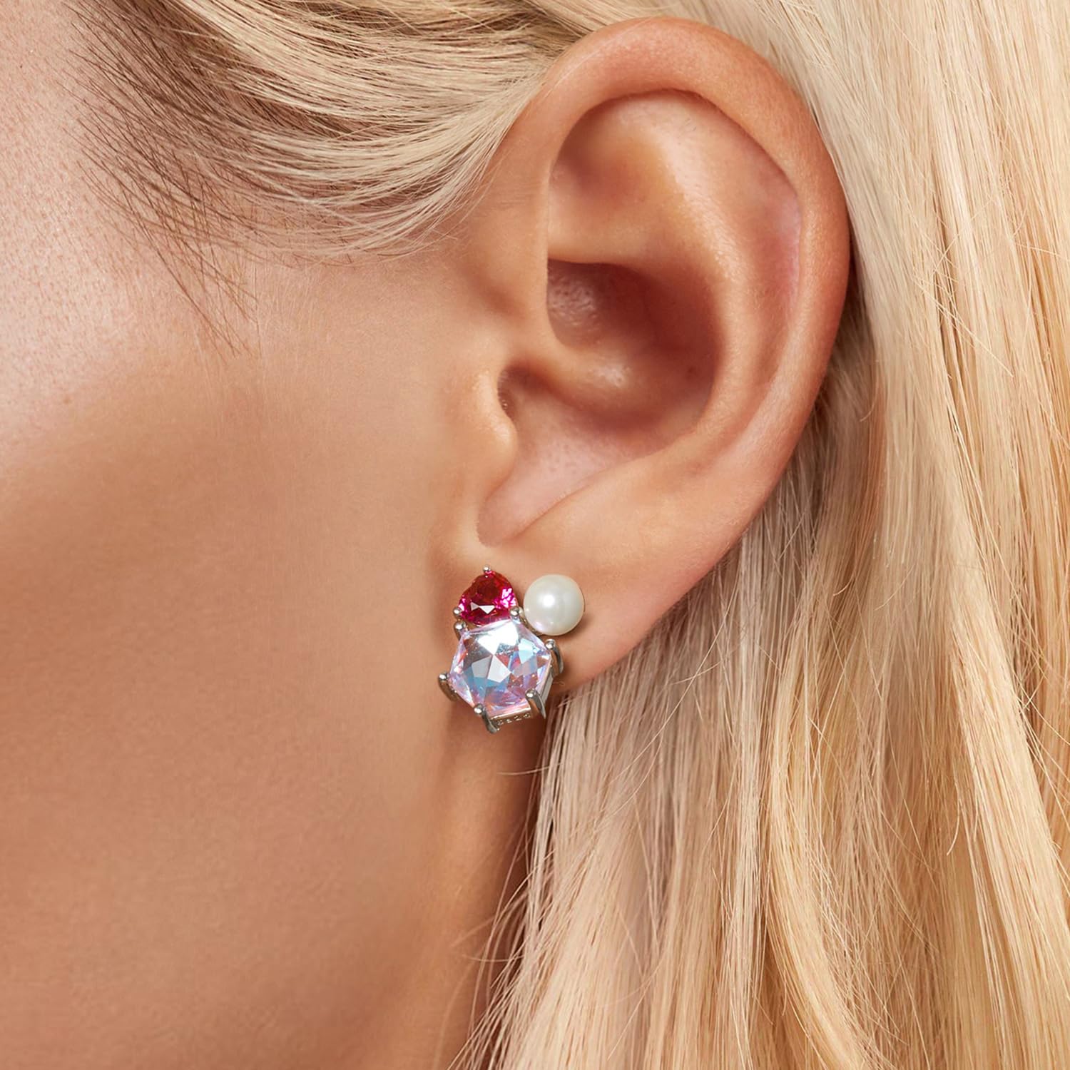 Solitär-Ohrstecker aus Sterlingsilber mit synthetischem Opal im Ovalschliff für Damen, Teenager und Mädchen