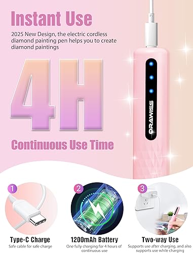 Miniatura 5 de Bolígrafo eléctrico de pintura artística de diamante, accesorios y herramientas de arte de diamante, batería recargable, absorción automática al