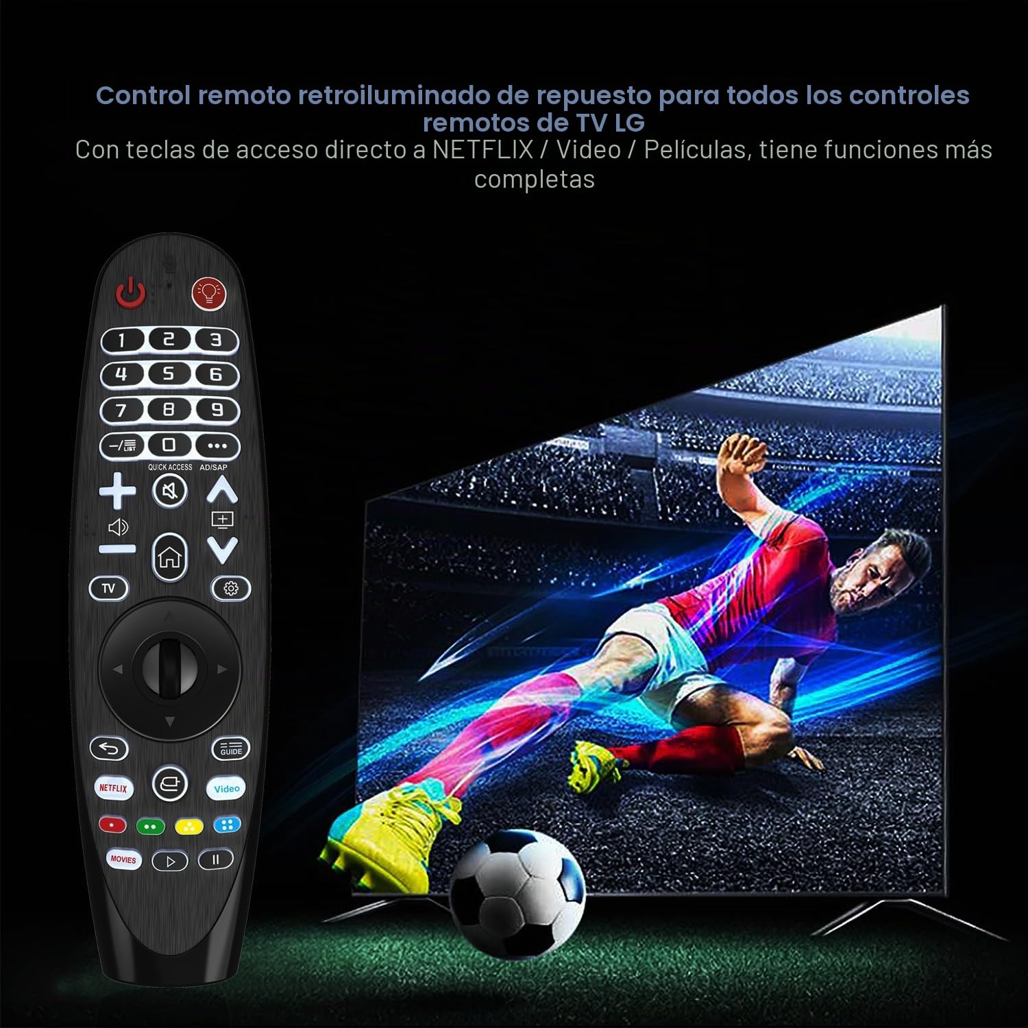 Mando a distancia universal retroiluminado para LG Smart TV Magic Remote compatible con todos los modelos de LG TV (sin función de voz, sin función de puntero)