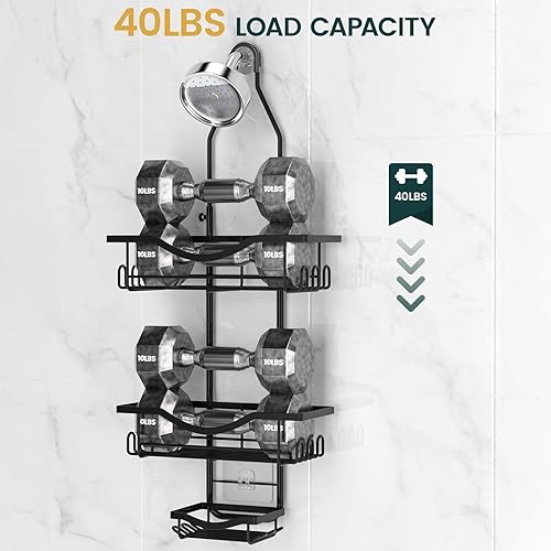 Miniatura 5 de Organizador de ducha ajustable para colgar, organizador de ducha a prueba de óxido, organizador de ducha de longitud extendida sobre cabezal de