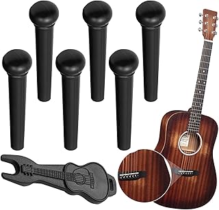 ORUZA Acoustic Guitar Bridge Pins, Ebony Guitar Bridge Pins, Guitar String Pegs with 1pc Bridge Pin Puller Remover