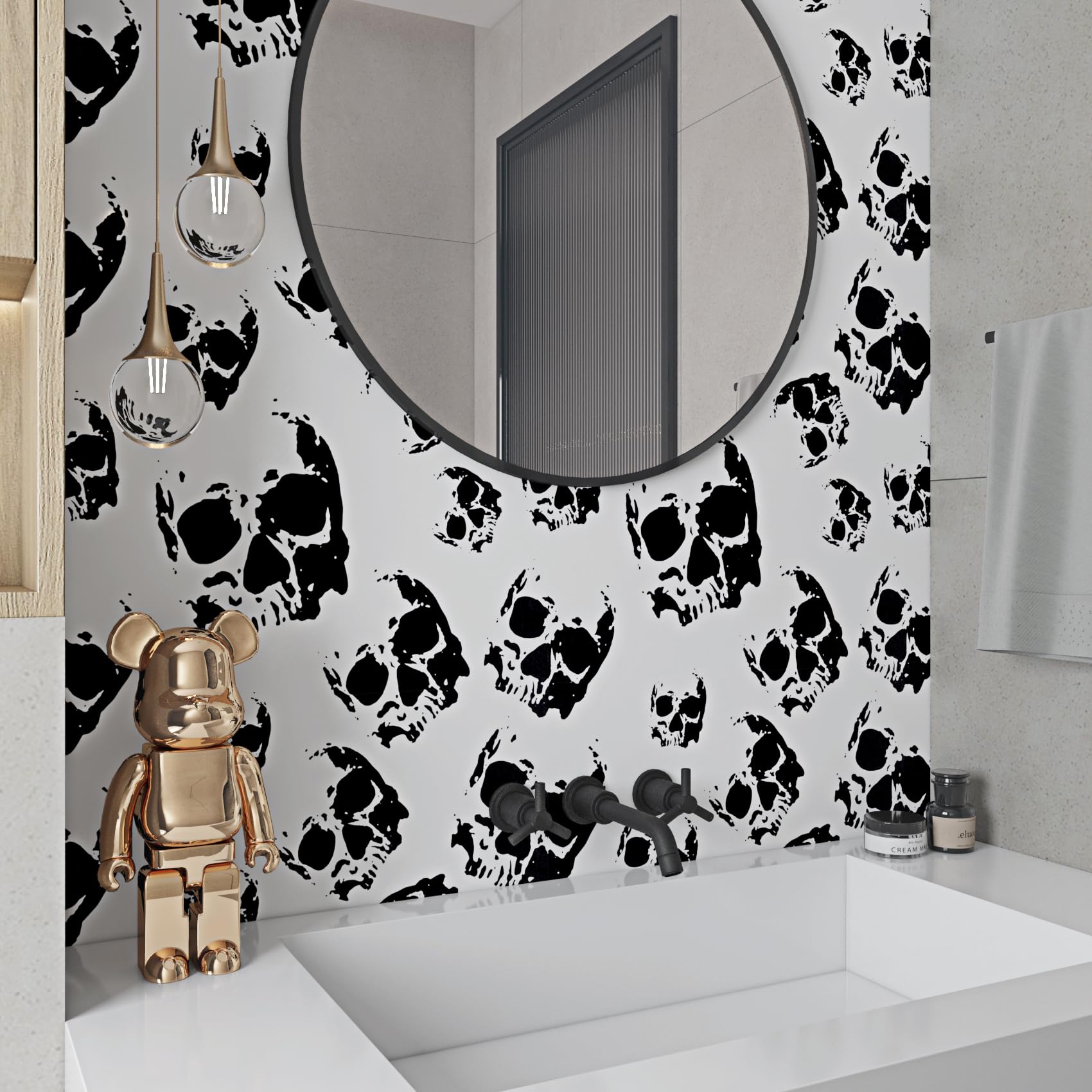 Uspring Tapiz De Calavera En Blanco Y Negro, Tapices De Esqueleto Trippy Tapiz De Mago Negro Tapiz Gotico D 732384