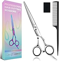 AULikY 6.5" Professional Hair Cutting Scissors - Stainless Steel Barber Shears Kit with Comb for Precise Salon & Home Trims