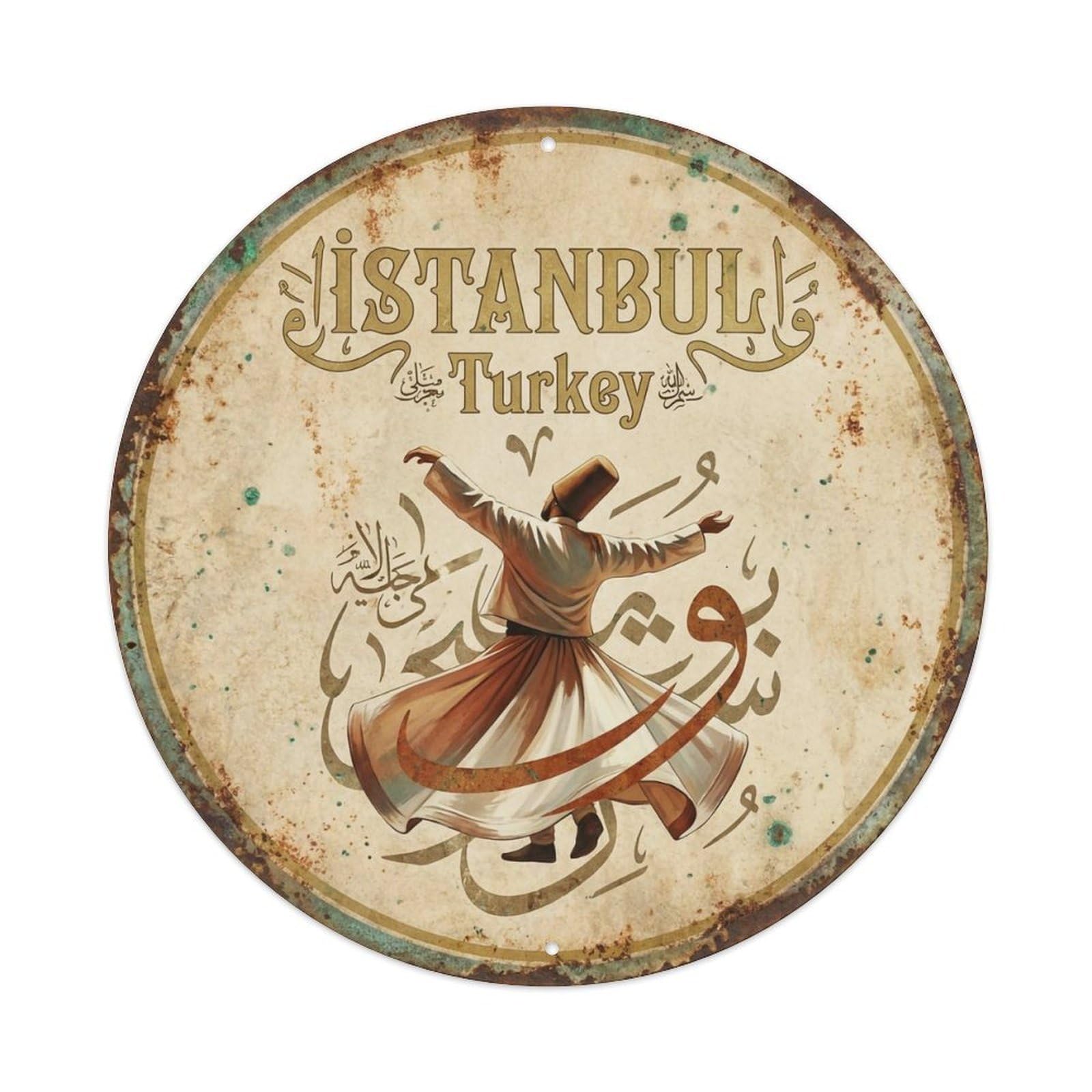 Vintage Travel Istanbul Turkey Culture Vintage Metal Tin Sign Plaque Wall Decor for Cafe, Club Bar, Office, Garden Metal Poster 8x8Inch