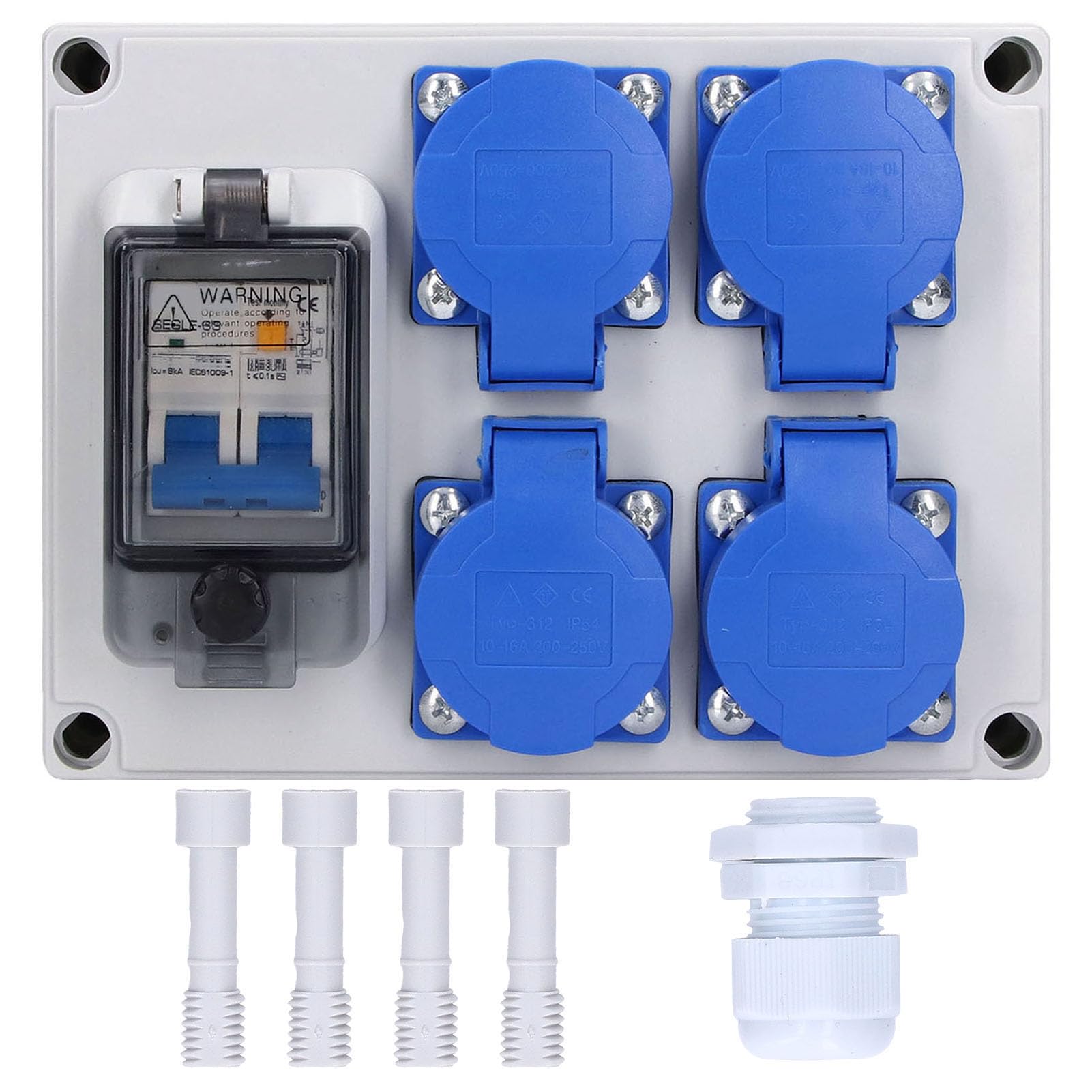 LiebeWH Aussensteckdose Wasserdicht Outdoor Wandsteckdose Doppelsteckdose Deutsche Steckdosenbox 200‑250V Steckdose Mehrfachsteckdose für Den Innen und Außenbereich