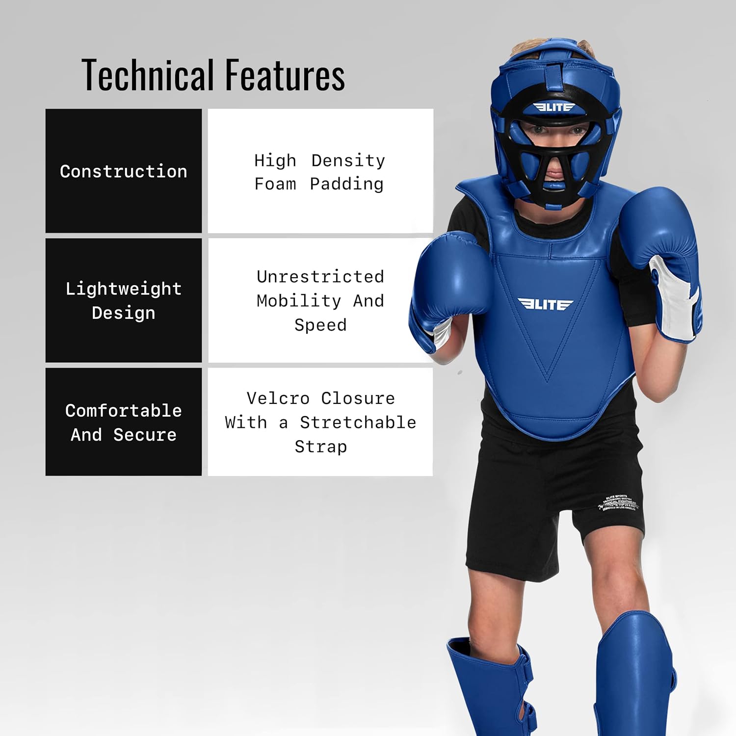 Elite Sports Best Celestial Boys & Girls Head Guard for Age 4 to 8 Years, a Complete Package for MMA and Kickboxing, Muay Thai Boxing Safety Head Guard for Kids (Blue) : Sports & Outdoors