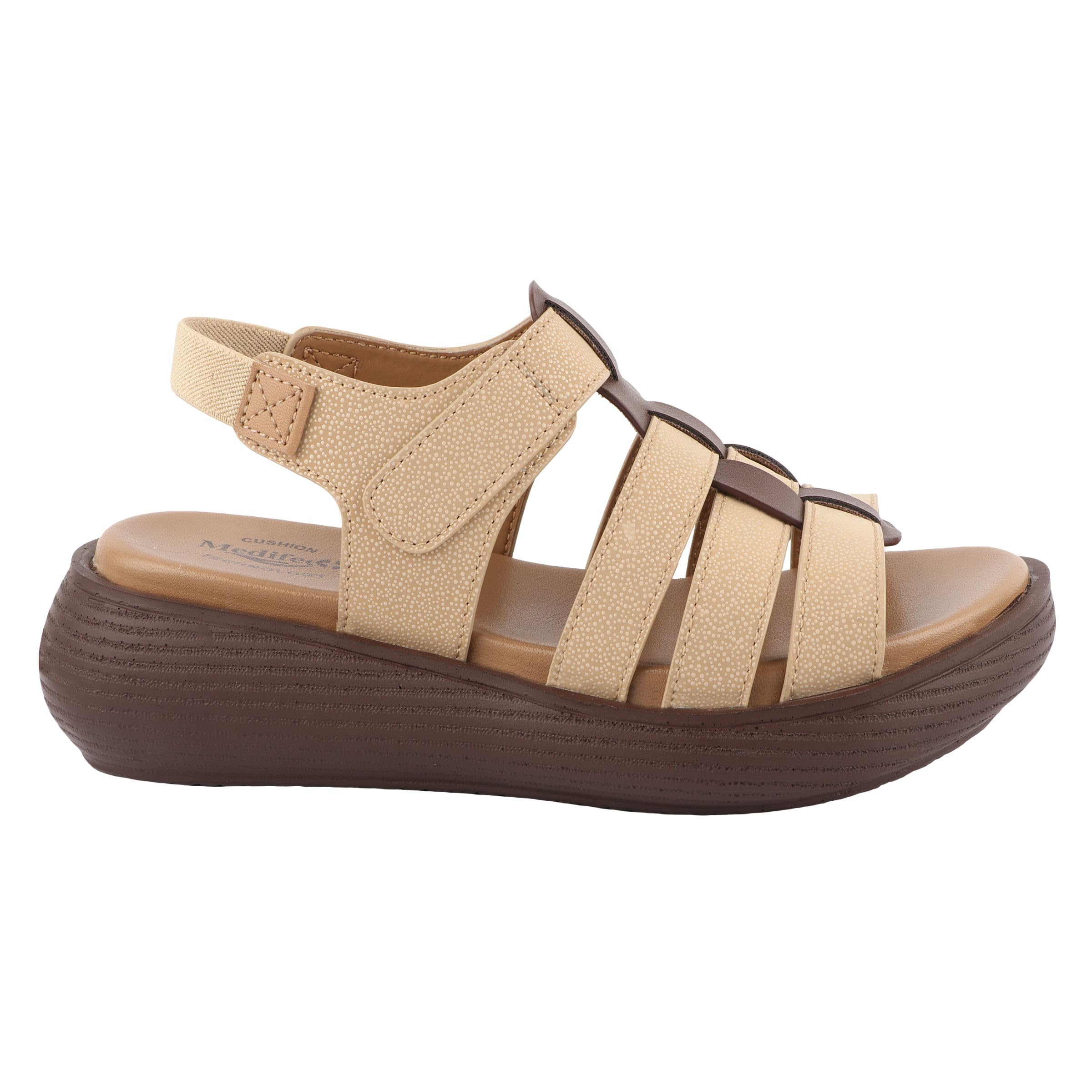 Medifeet Womens Back Strap Wing Sandals (BEIGE, 8) (B0CQRPVQ69) Amazon Price History, Amazon Price Tracker