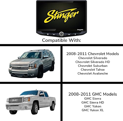 Miniatura 8 de STINGER Chevy Silverado/GMC Sierra HEIGH10 - Kit de tablero de radio con pantalla táctil de 10 pulgadas, Apple CarPlay, Android Auto, GPS Nav,