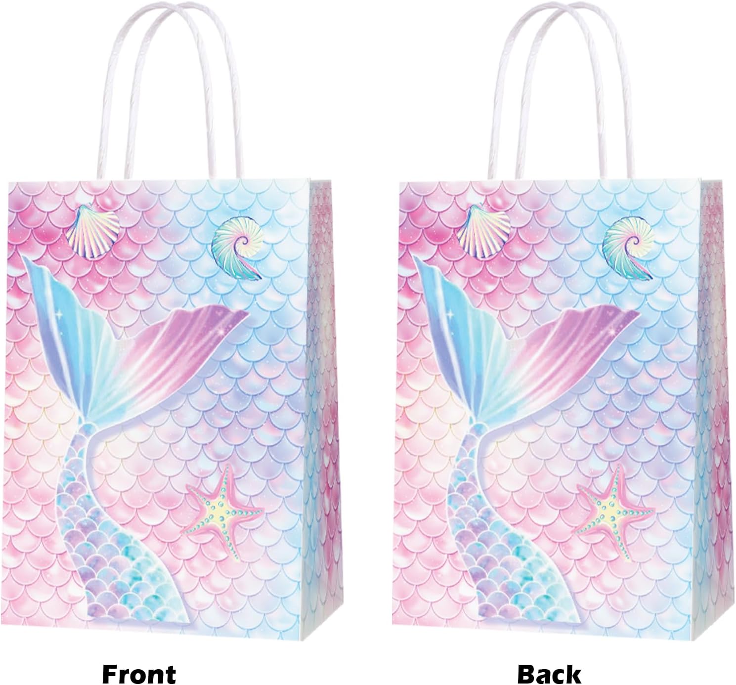 KERINGO 16 PCS Mermaid Party Decorations for Mermaid Print Party Favors Bags for Mermaid Themed Goodie Party Bags for Mermaid Print Gifts Bags for Mermaid Birthday Party Supplies and Decor - Image 4