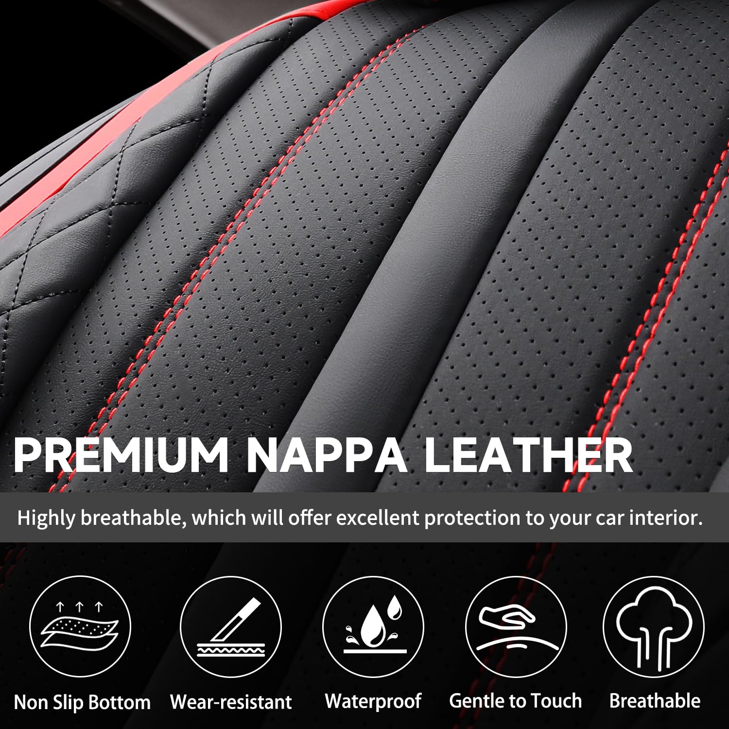 Car Seat Covers for Hyundai Venue 2020-2024 2025 Premium Waterproof Nappa Leather Seat Covers Full Set Breathable Comfortable — view 8