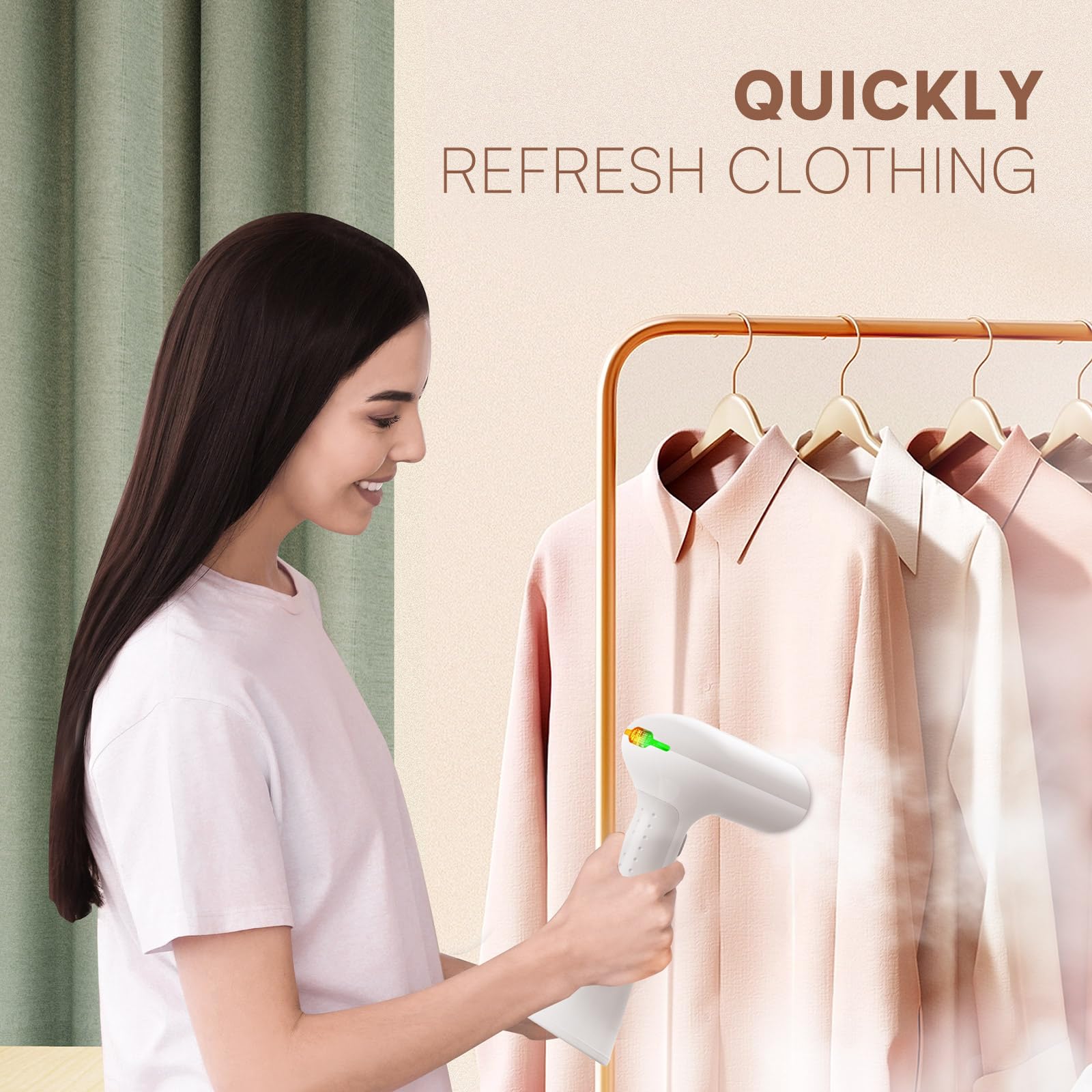 OLAYMEY Ferro da Stiro Verticale 1000W, Stiratore Verticale 20S Riscaldamento Rapido, Ferro da Stiro da Viaggio Bianco, Stirella Verticale con un Clic, Clothes Steamer Iron per Viaggi D'affari, Casa