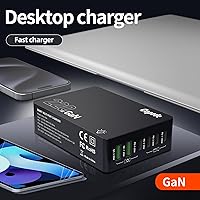 Vista 7 de 220W USB C Charger Block, 6-Port GaN USB C Charging Station PD 100W PC Laptop Fast Charger Adapter Compatible with iPhone 17, Galaxy 25