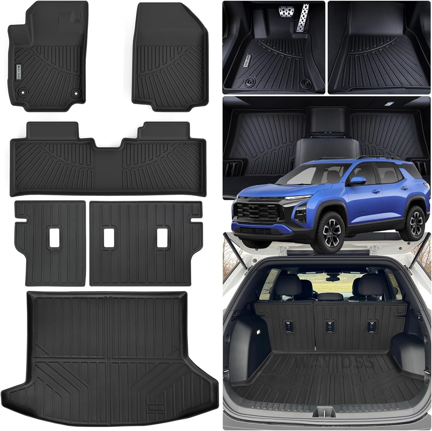 Floor Liners for 2025 Chevy Equinox Fuel Version (Non EV) with Cargo Liners & Backrest Mat,TPE All Weather Protection Car Floor Mats with Trunk Mat Covering The Backrest