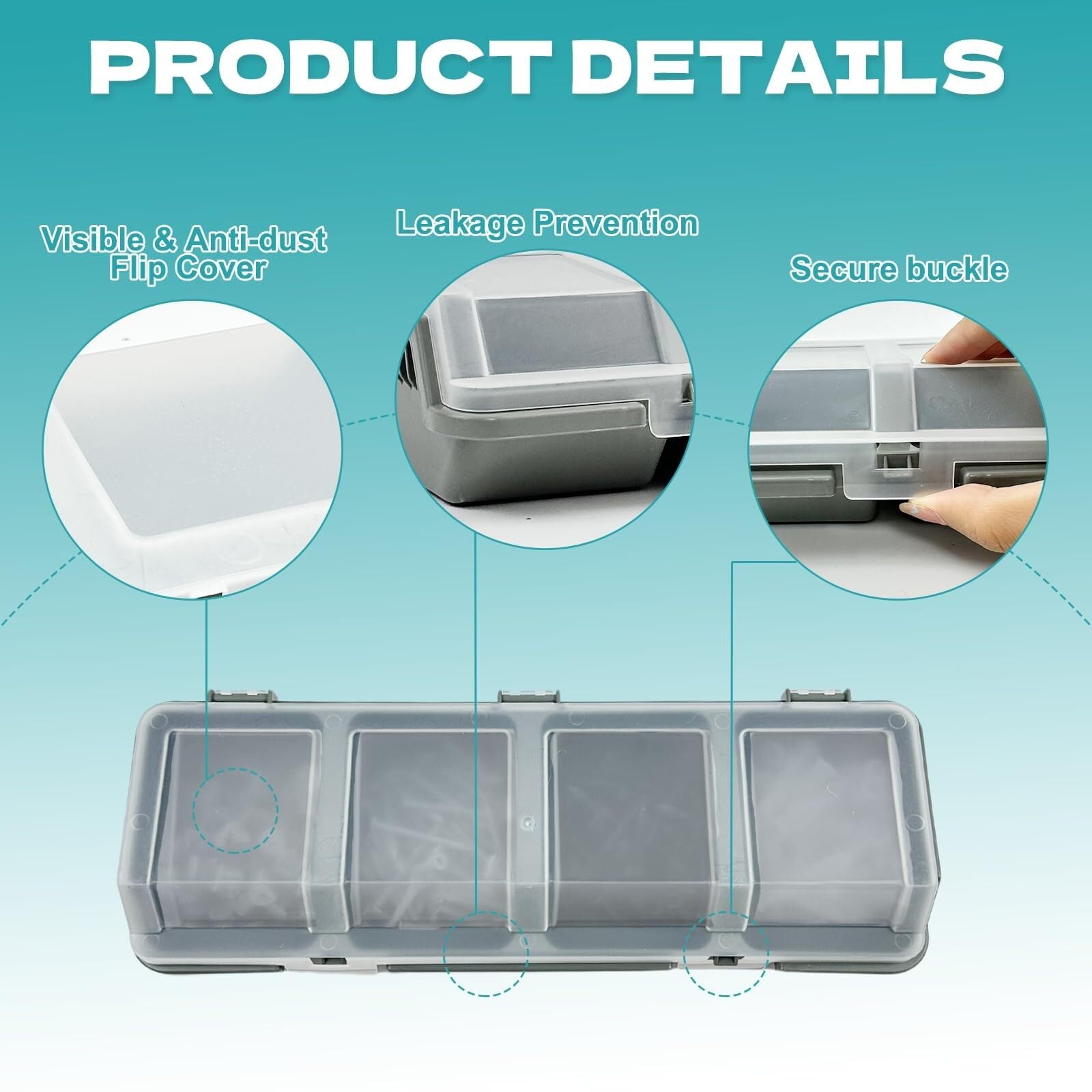 6 contenitori per viti con coperchi, in plastica, impilabili, per chiodi da garage, attrezzi artigianali, carrelli, armadietti, banco da lavoro (grigio)