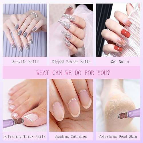 Miniatura 7 de Nail Drill and Dremel - Juego de cuidado de uñas portátil 14 en 1 alimentado por USB con velocidad de 20000 RPM para gel, polvo de inmersión