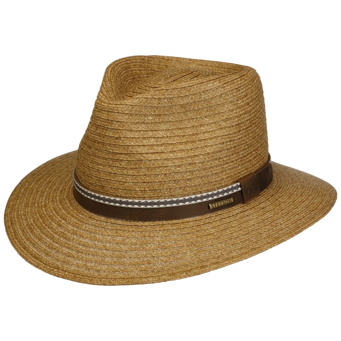 Stetson Sombrero de Paja Mandeco Toyo Mujer/Hombre - Traveller Sol con Banda Piel Primavera/Verano