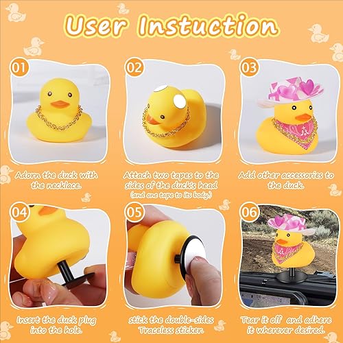 Miniatura 60 de Patos de goma con soporte de enchufe de pato, patos de automóvil para tablero de instrumentos, pato para decoración de Jeep y automóvil, divertido