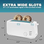 Maxi-Matic ECT-4829 Long Cool Touch 4-Slice Toaster with Extra Wide 1.25" Slots for Bagels, Waffles and Specialty Breads, CANCEL, Reheat, Defrost 6 Shade Settings, White