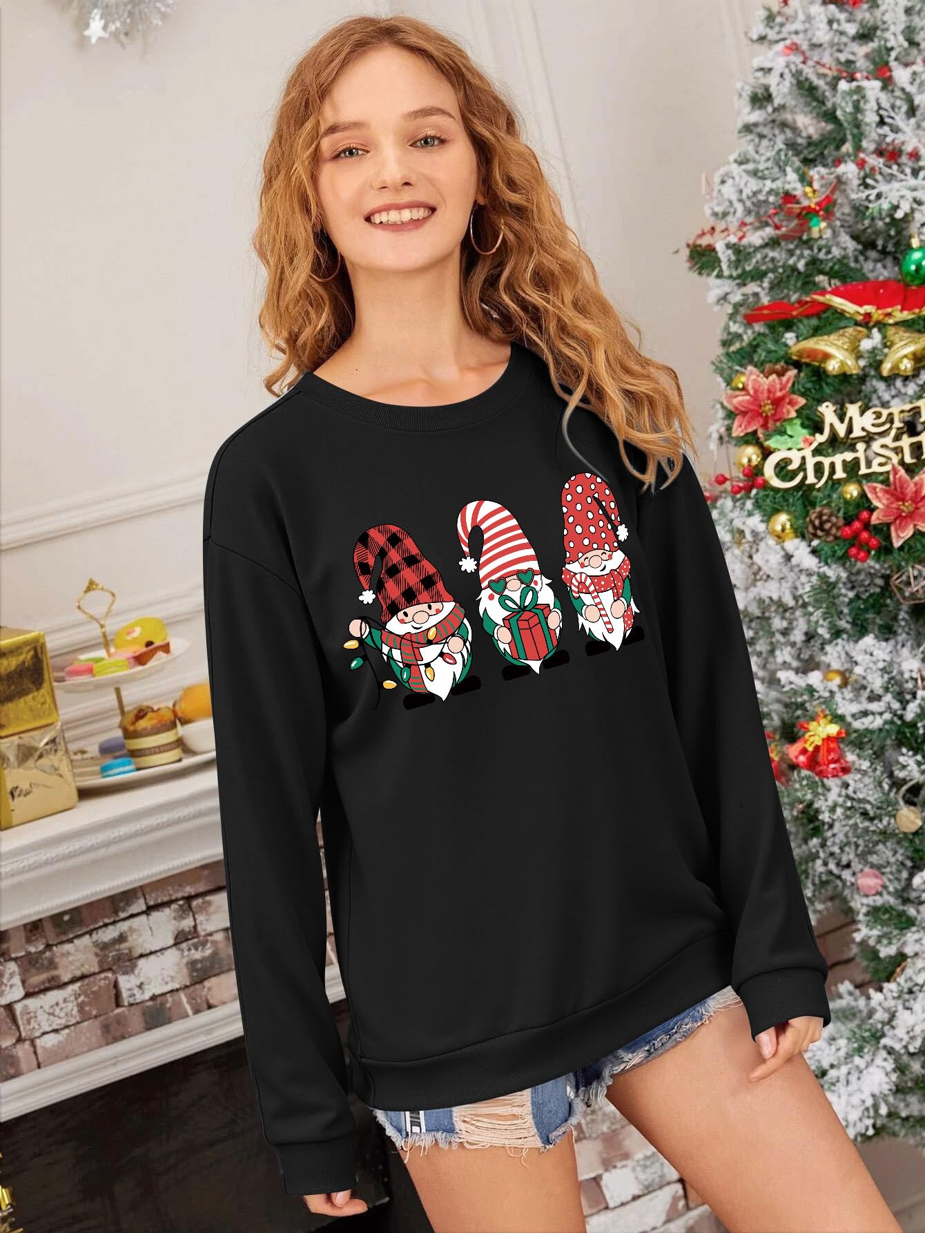 WIEIYM Femmes Sweats Pissenlit imprimé col Rond à Manches Longues t-Shirts Pull décontracté Chemisier Hauts