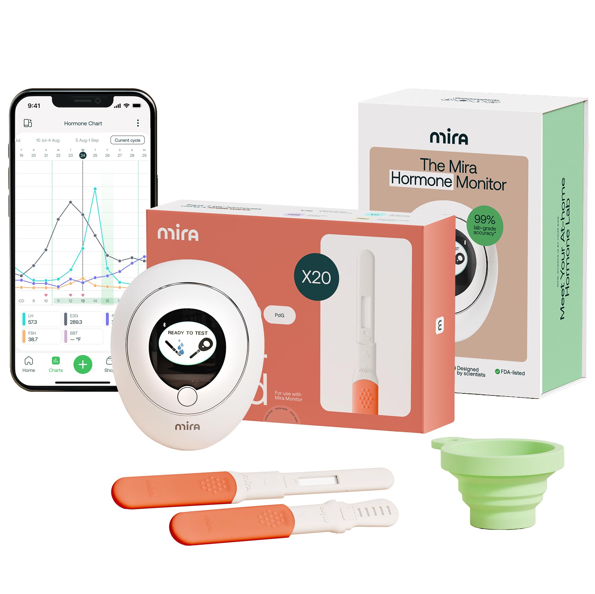 Mira Ultra4 Fertility Kit, Ovulation Testing, PdG, LH, E3G &amp; FSH, 20 Wands