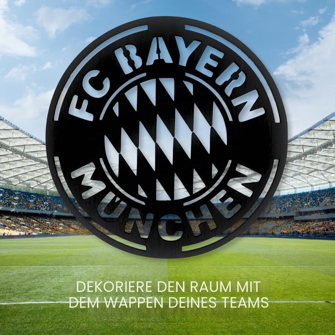 Bild Wappen Bayern Wand Holz - Raumdekoration, modernes Zuhause, originelle Geschenke für Herren, Kinder, moderne Wohnzimmerdekoration, Fußballposter (Bayern M)