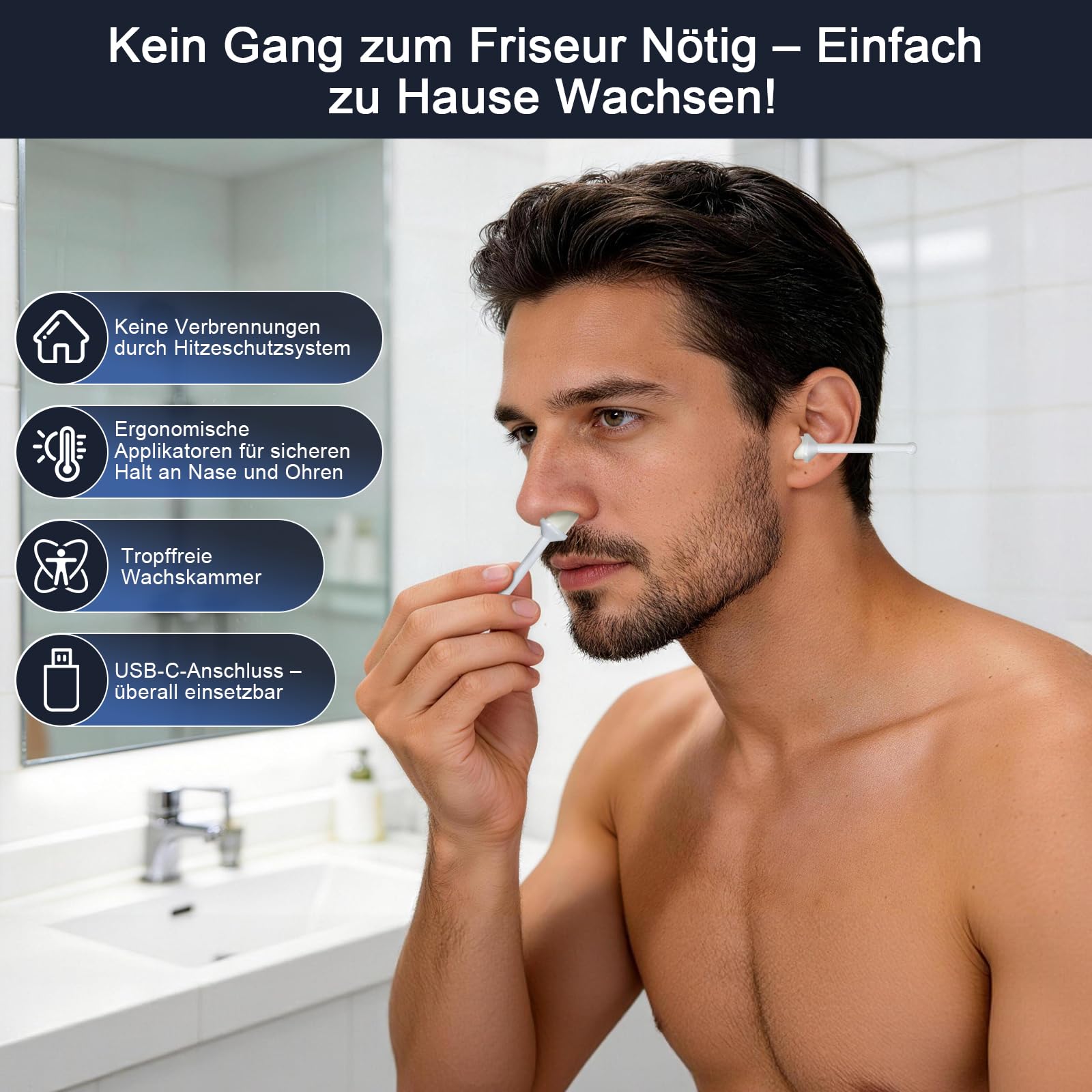 Épilateur pour poils de nez et oreilles – Kit d'épilation à la cire alimenté