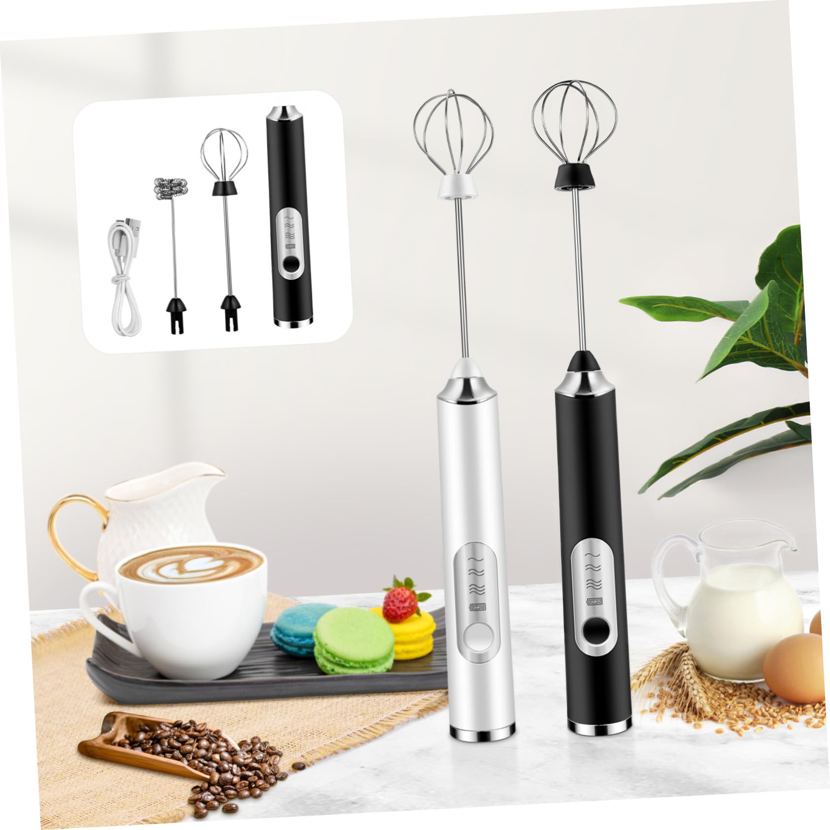 Montalatte Elettrico Portatile 3 Velocità, Leggero e Facile da Riporre, Dotato di 2 in Plastica e Metallo, per Viaggi e Cucina