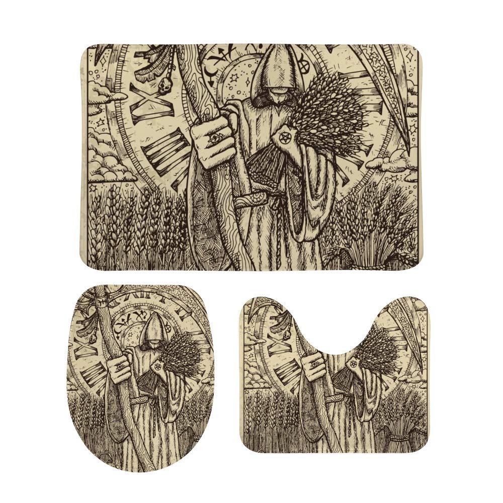 Tapis de bain en forme de U tapis WC tarot card ensemble de douche univers ésotérique gothique