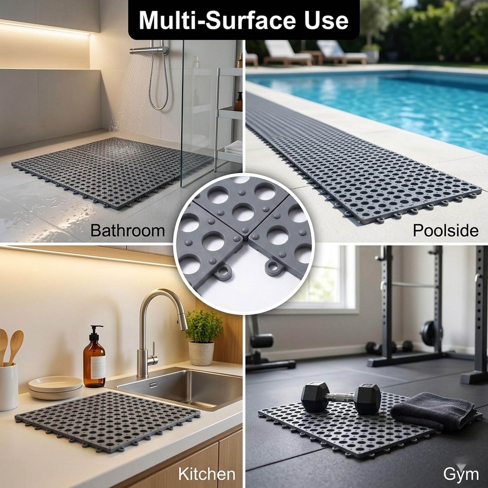 Alfombra De Ducha Antideslizante Baldosas De Bañera Impermeables Entrelazadas con Orificios De Drenaje Alfombras De Suelo Personalizables For Baño Piscina Cocina Gimnasio(Rosa,120g)