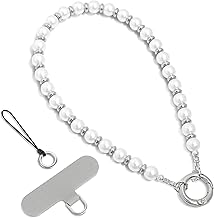 SURPHY Universal Mobile Phone Strap, Phone Chain, Mobile Phone Lanyard, Short Key Strap, Women's Wristband, Wrist Strap, for Wallets, Keyrings, Smartphones, Silver