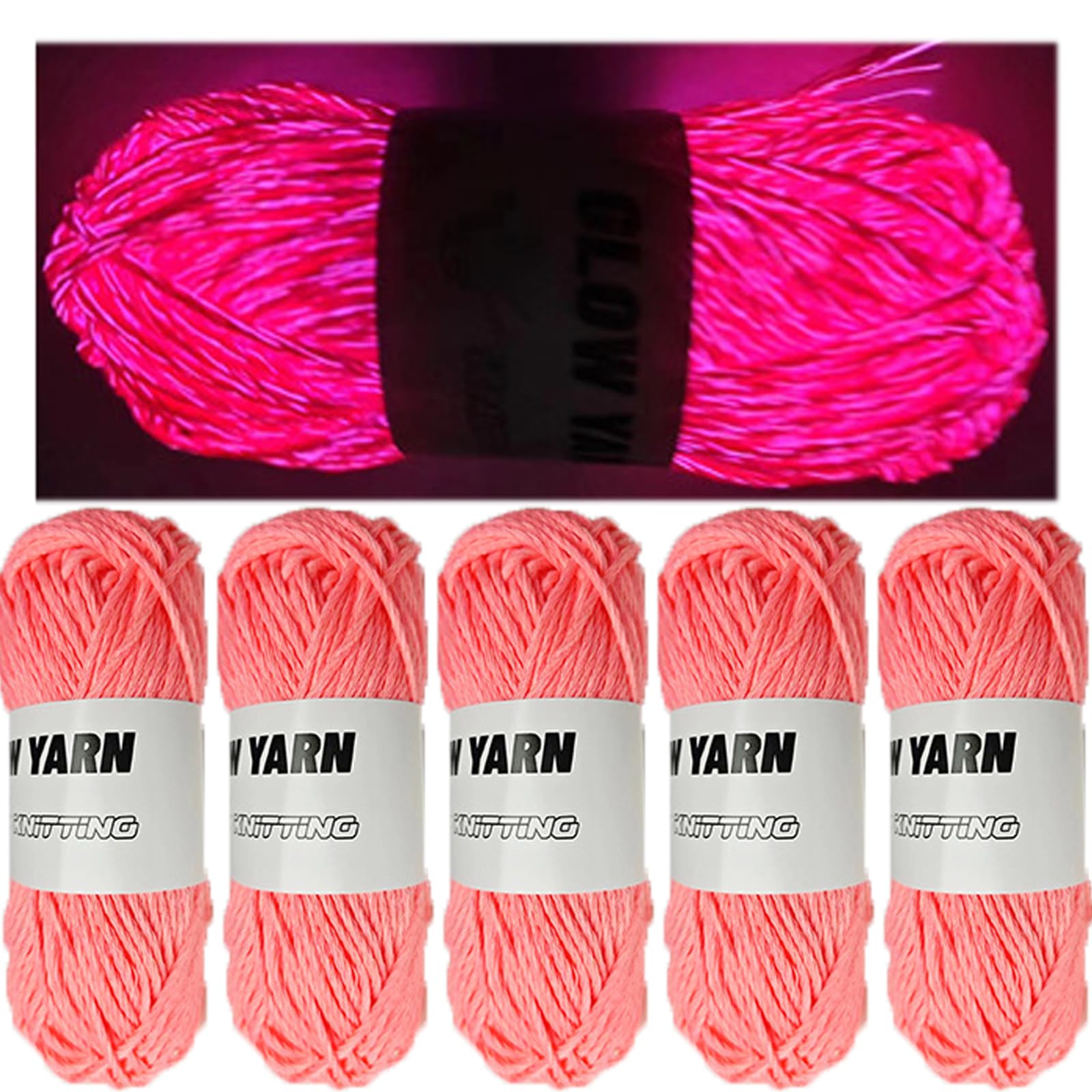 Fil phosphorescent pour crochet tricot et loisirs créatifs, laine lumineuse orange rouge 55m