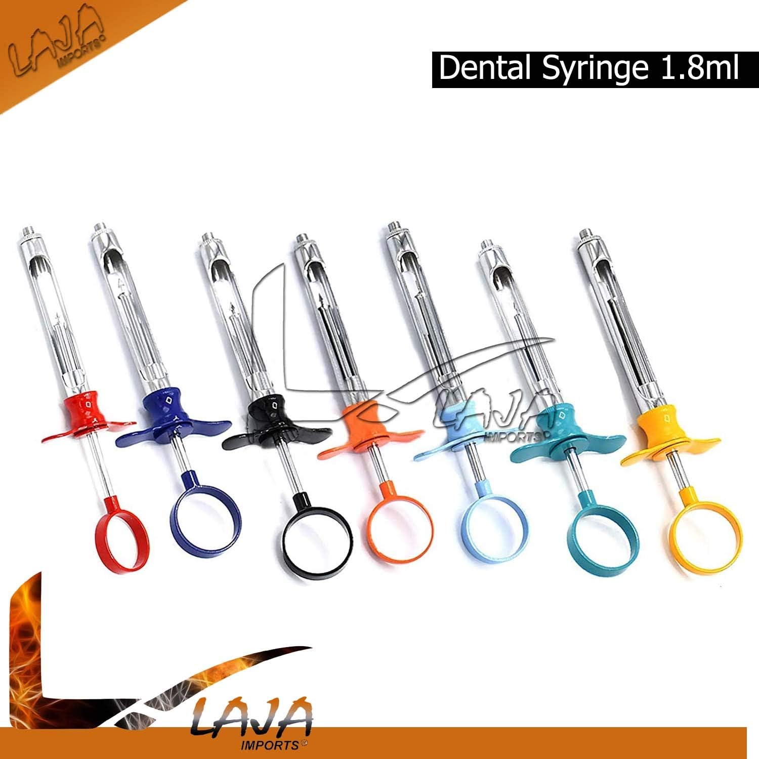 Dental Syringe 1.8Ml Set Of 7 Stainless Steel Dental Instrument (Mix Color ) for Educational Use