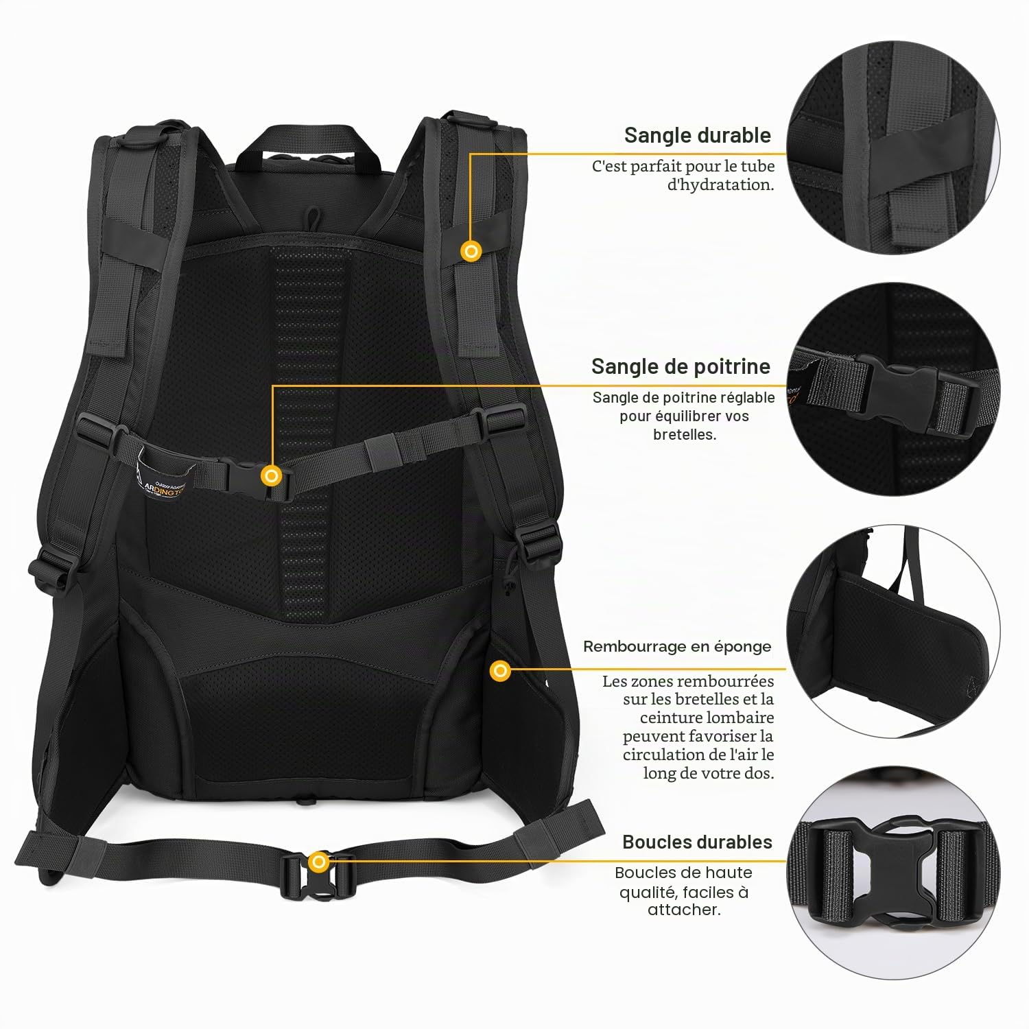Mardingtop Sac à dos militaire Molle 40 l - Sac à dos de randonnée - Sac à dos tactique - Sac à dos en Cordura pour homme - Pour la randonnée, l'alpinisme, la survie