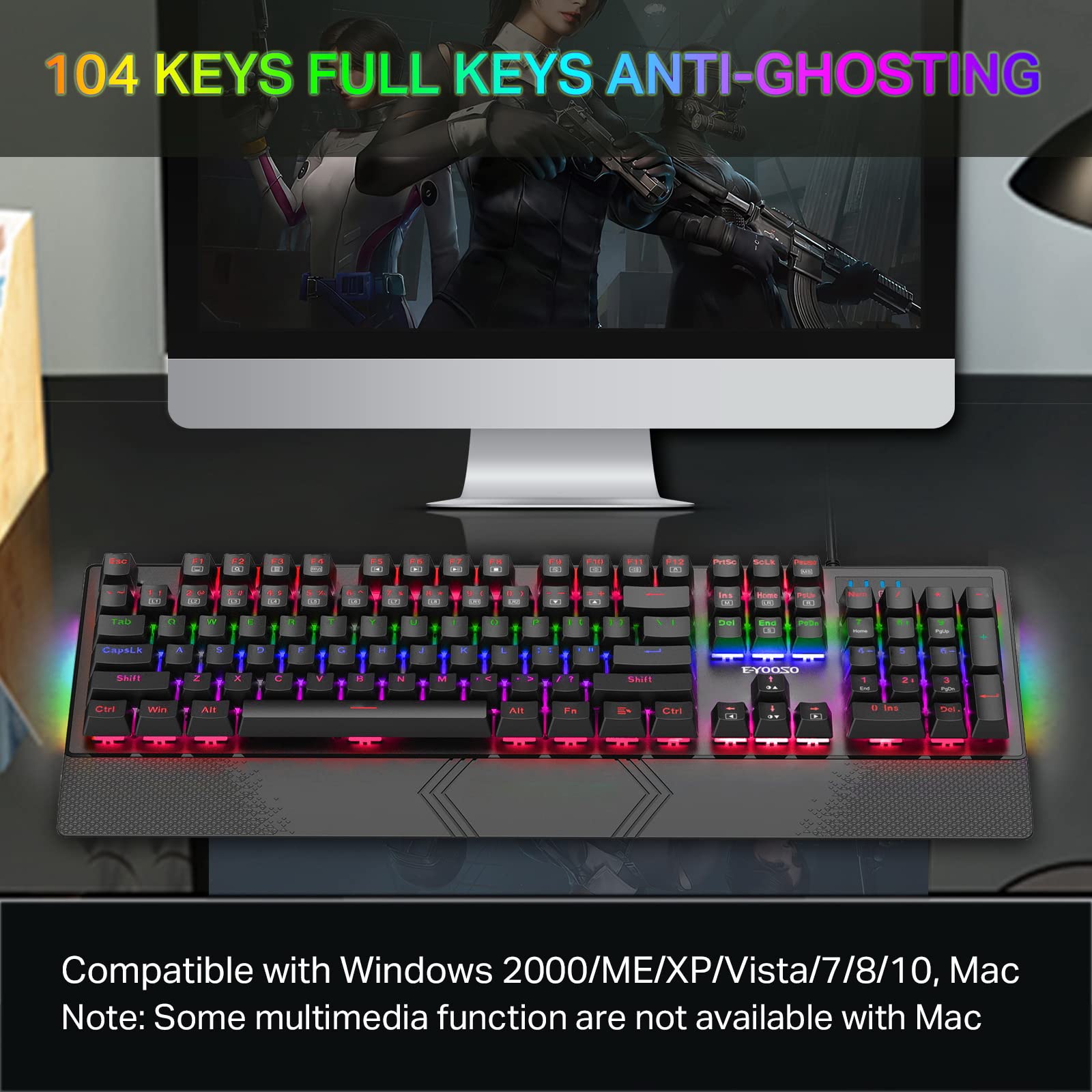 Mechanical Keyboard, EYOOSO Mechanical Gaming Keyboard 104 Keys