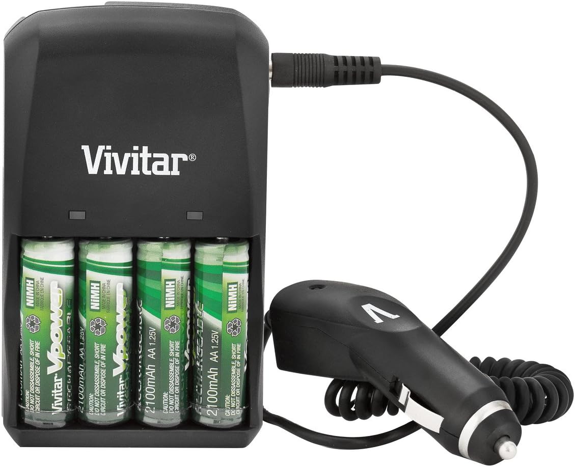 Vivitar AC/DC Rapid Battery Charger with Four 2100 mAh AA