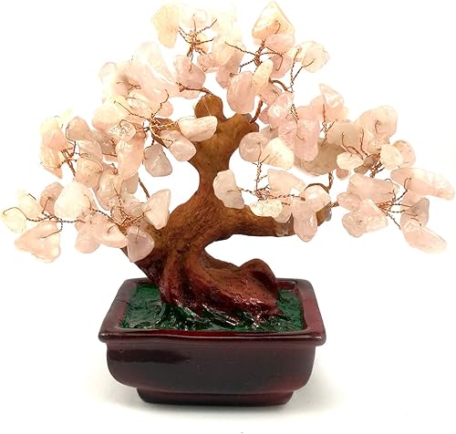 NYKKOLA Mezcla de piedras de gema dinero amatista citrino rosa cornalina cuarzo transparente Feng Shui plantas y flores árboles artificiales verdes