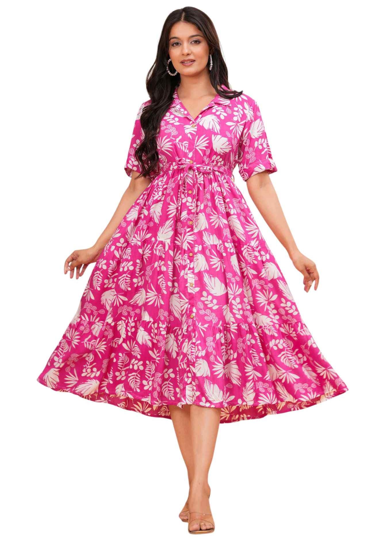 Highlander Women's Elegant Floral Maxi Dress One Piece, Casual, Comfortable Midi Long Fit Dresses in neutral