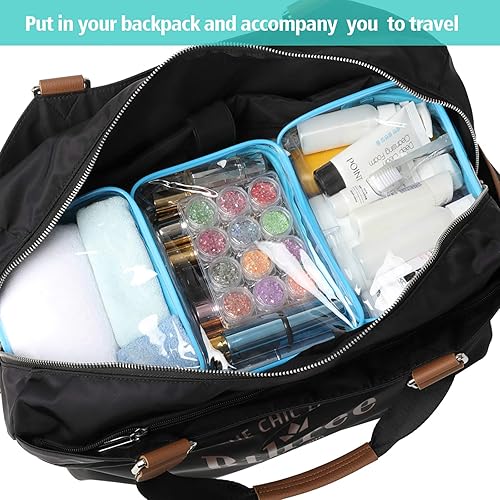 Miniatura 7 de PACKISM Bolsa de cosméticos transparente, aprobada por la TSA, bolsa de maquillaje transparente, bolsa de aseo de viaje, bolsa de tamaño de cuarto