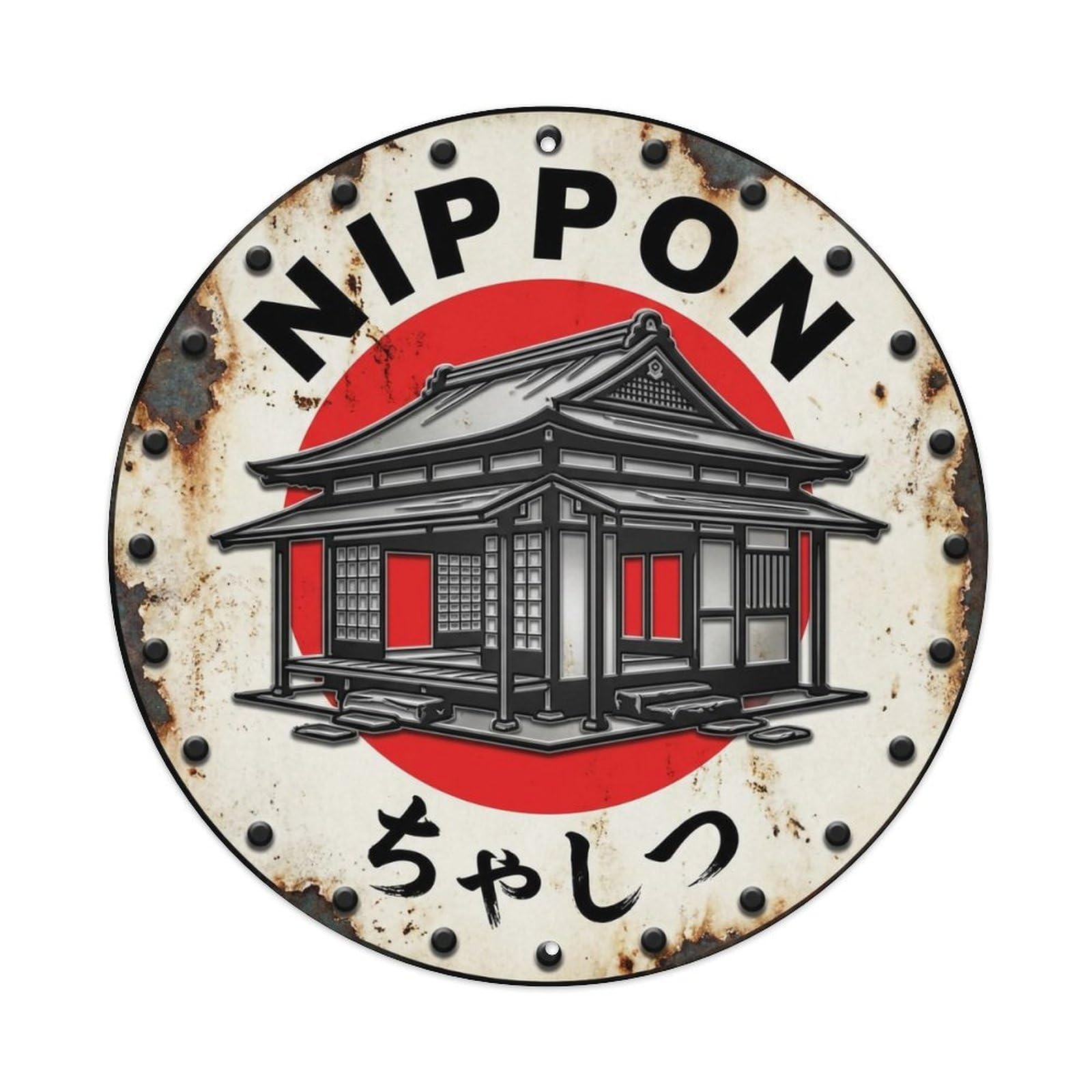 Tea Ceremony House Nippon Traditional Ritual Building Metal Tin Sign