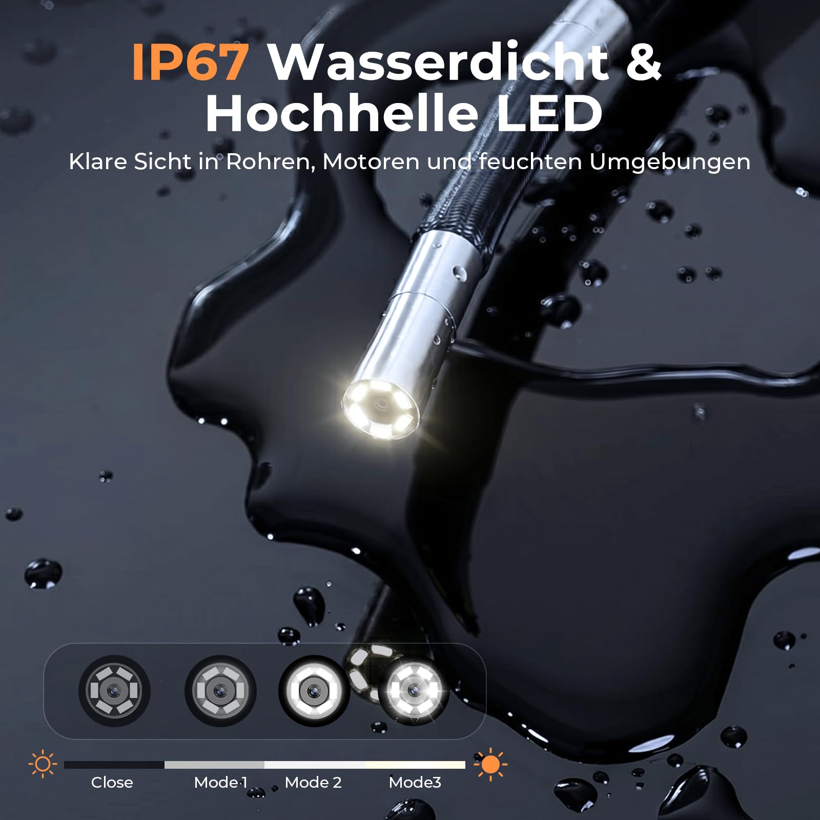 Kentfaith Endoskopkamera mit Licht 5'' Bildschirm 6,2mm IP67 für Auto Motor