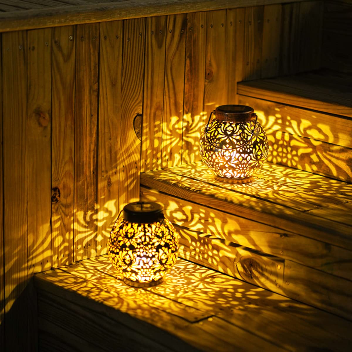 Lanterne Solaire Libellule Flamme Effet Réaliste NUZAMAS - Étanche IP55, Métal & Verre, Décoration Jardin, Terrasse, Porche