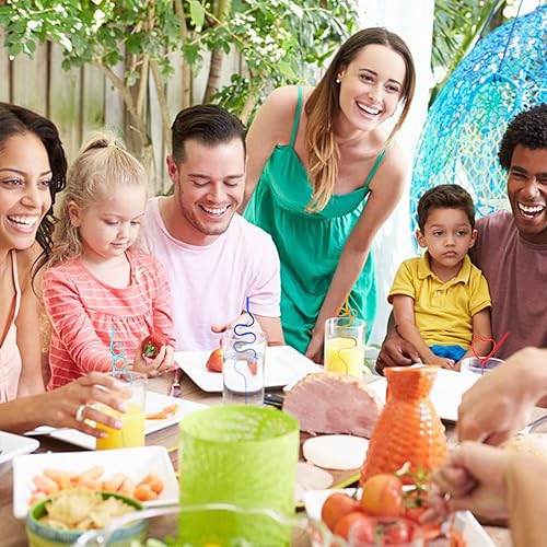 Miniatura 7 de 60 pajitas de plástico reutilizables para fiestas de niños, 60 popotes coloridos y locos y tontos, 10 diseños diferentes, para fiestas infantiles