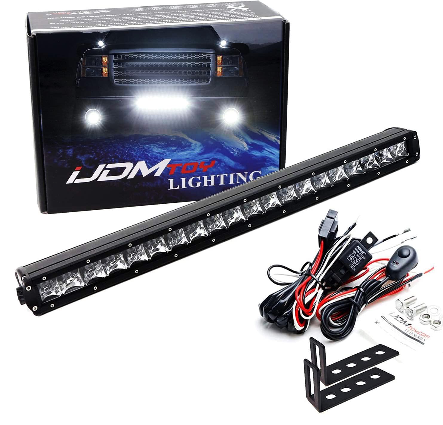 iJDMTOY Lower Grille 20-Inch LED Light Bar Compatible with 09-13 GMC Sierra 1500 & 08-14 2500 3500 HD, Includes (1) 100W LED Lightbar, Lower Bumper