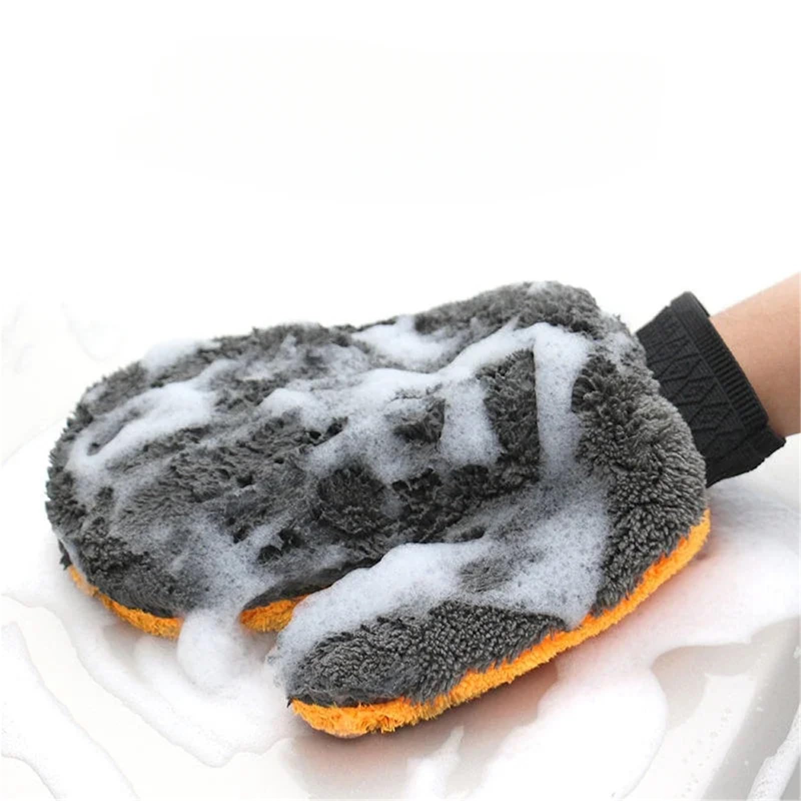 WEQYFDC Car Wash Mitt 1Pcs Soft Car Washing Gloves Double-sided Fleece Microfiber Drying Cloth Body Window Tire Cleaning Glove Thicken